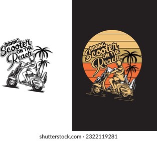 Riding Scooter Man Vector Graphics