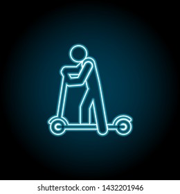 riding a scooter neon icon. Simple thin line, outline vector of universal icons for UI and UX, website or mobile application