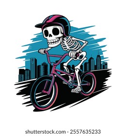 riding skull art vector illustration 