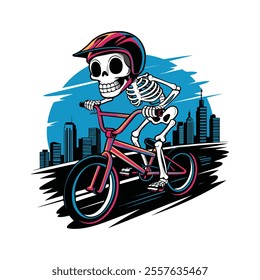 riding skull art vector illustration 