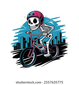 riding skull art vector illustration 