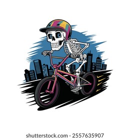 riding skull art vector illustration 