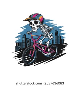 riding skull art vector illustration 