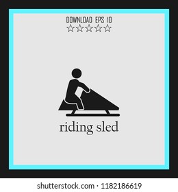 riding sled sketch vector icon