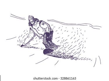 Riding snowboarder vector drawing