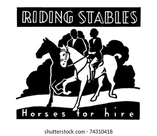 Riding Stables - Retro Ad Art Banner