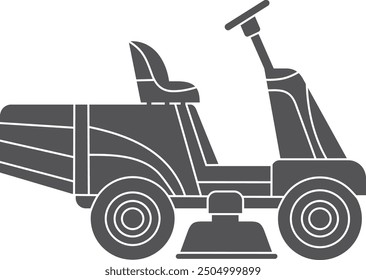 Riding trimming machine black icon. Garden cutting device isolated on white background