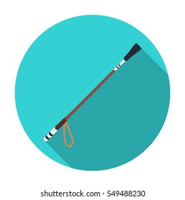Riding whip icon in flat style isolated on white background. Hippodrome and horse symbol stock vector illustration.