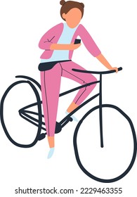 Riding young cyclist, lifestyle, healthy person, active activity, Isolated on white, design, flat style vector illustration.