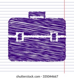 riefcase black and white icon with pen and school paper effect 