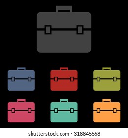 riefcase black and white icon set