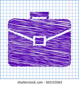 riefcase icon with pen and school paper effect 