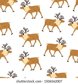 rien deer animals seamless vector pattern. Concept for print, web design, cards, wallpapers, textile