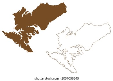 Riesco island ( Republic of Chile, South and Latin America) map vector illustration, scribble sketch Isla Riesco map