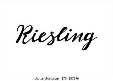 Riesling wine hand lettering vector isolated on white background. 