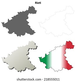 Rieti blank detailed outline map set