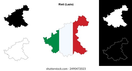 Rieti province outline map set