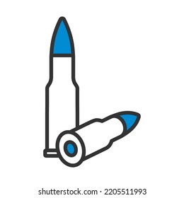 Icono De Ammo De Rifle. Contorno de negrita editable con diseño de relleno de color. Ilustración vectorial.