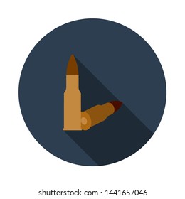 Icono De Ammo De Rifle. Diseño De Esténcil De Círculo Plano Con Sombra Larga. Ilustración vectorial.