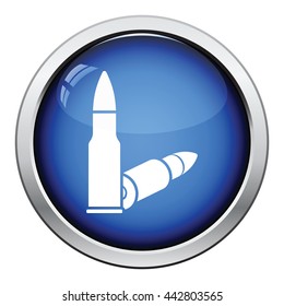 Rifle ammo icon. Glossy button design. Vector illustration.