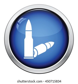 Rifle ammo icon. Glossy button design. Vector illustration.