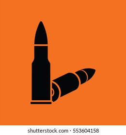 Rifle ammo icon. Orange background with black. Vector illustration.