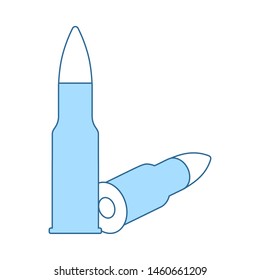 Icono De Ammo De Rifle. Línea Delgada Con Diseño De Relleno Azul. Ilustración vectorial.