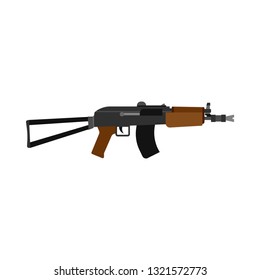 Rifle ammunition side view vector icon. Metal symbol  design object police handgun. Battle military gun cartridge