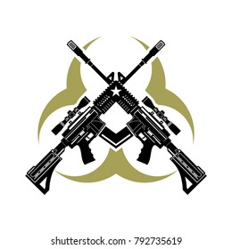 Rifle with Biohazards Vector Design