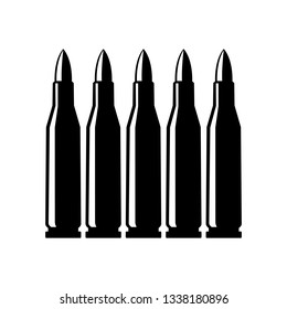 Rifle bullets in black and white isolated vector