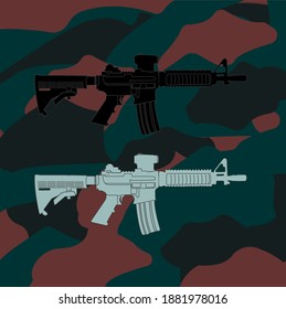 Rifle- und Kommando-Hintergrund-Design, Design, Fackel-Design, zwei Militärgewehre