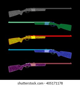 rifle in a different form
five rifles bright colors. caricature, cartoon. for advertising and postcards. vector illustration
