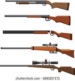 Juego de vectores de pistolas de rifle, etc., aislado en fondo blanco para ilustración de libro - Vector