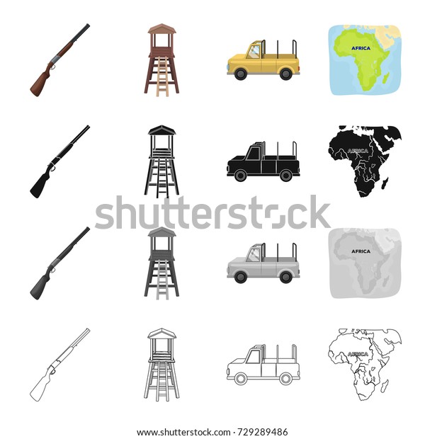 Rifle,\
hunting, safari, and other web icon in cartoon style.Africa,\
equator, tropics, icons in set\
collection.