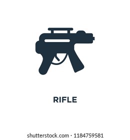 Rifle icon. Black filled vector illustration. Rifle symbol on white background. Can be used in web and mobile.