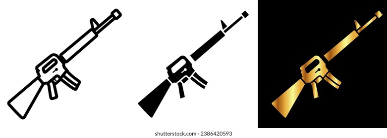 The Rifle icon represents a firearm characterized by a long barrel and a stock, designed for accurate shooting over long distances.
