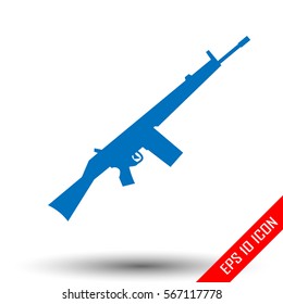 Rifle icon. Rifle sign. Simple flat logo of rifle on white background. Vector illustration.