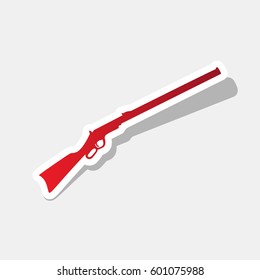 Rifle icon vector illustration. Black silhouette gun. Vector. New year reddish icon with outside stroke and gray shadow on light gray background.