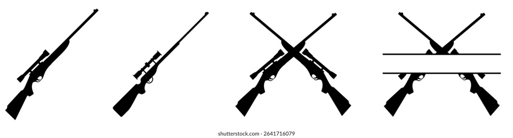 Rifle icon vector set. Gun illustration sign collection. Weapon symbol. Hunting web icons set.