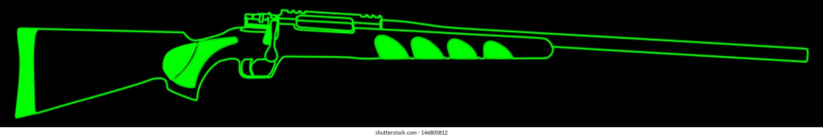 Rifle isolated on black background vector, 