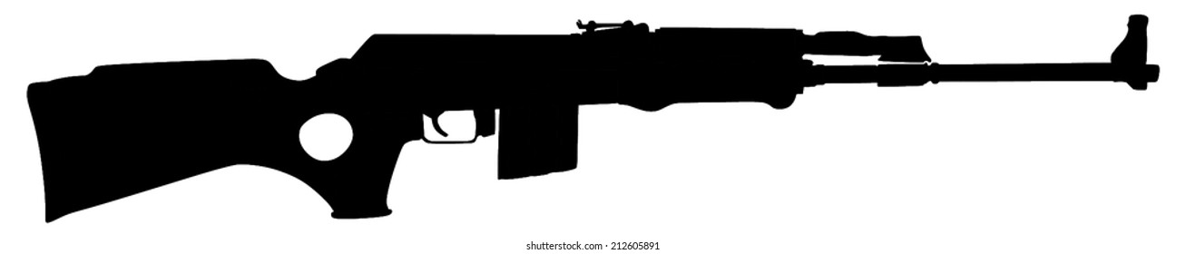 Rifle isolated on white background vector, Kalashnikov rifle deadly handgun, dangerous weapon, black army and hunting firearm, world war 2, anti terrorism, aggression, arm, military machine,automatic 