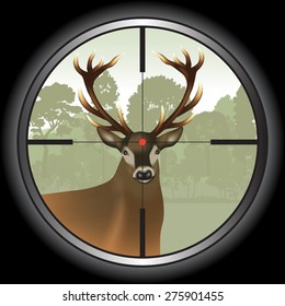 Rifle lens aiming a deer. Vector illustration