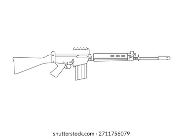 Desenho de linha de fuzil em plano de fundo isolado