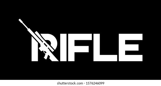 Rifle Logo Concept, Clever Typography Logo Design Vector