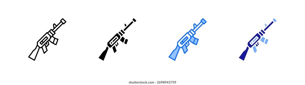 Conjunto de iconos de estilo múltiple de rifle Vector
