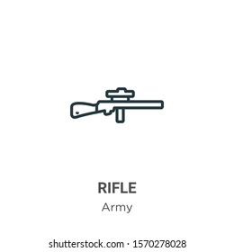 Rifle outline vector icon. Thin line black rifle icon, flat vector simple element illustration from editable army concept isolated on white background