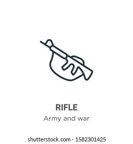 Rifle outline vector icon. Thin line black rifle icon, flat vector simple element illustration from editable army concept isolated on white background
