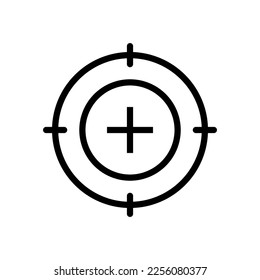 Rifle scope icon line isolated on white background. Black flat thin icon on modern outline style. Linear symbol and editable stroke. Simple and pixel perfect stroke vector illustration