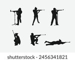 rifle shooting sport silhouette collection set. shooting competition, air rifle. vector illustration.