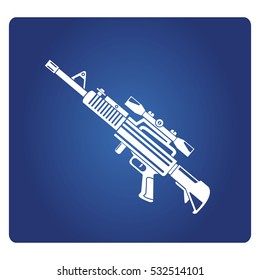 rifle sniper gun icon on blue background